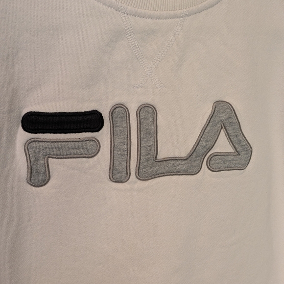 FILA White Crewneck Sweatshirt with Black and Gray Accents - Picture 5 of 8